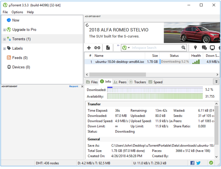 Usar o µTorrent Portable